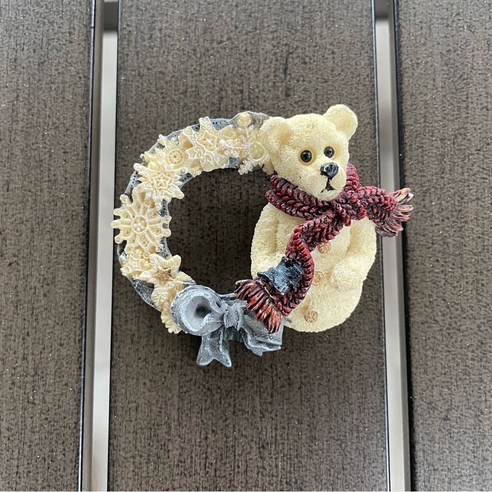 ⚡️FINAL PRICE⚡️VINTAGE BOYDS BEARS 1995 FOLKWEAR HOLIDAY SNOWBEAR WREATH BROOCH!